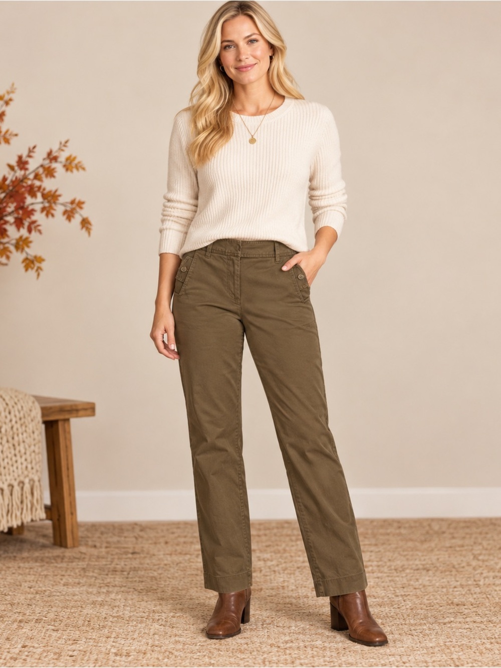 Ann Taylor Loft Woman's Pants. Olive green, size 10 Bootcut